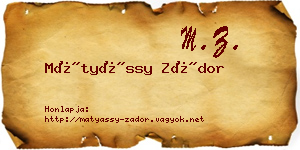 Mátyássy Zádor névjegykártya